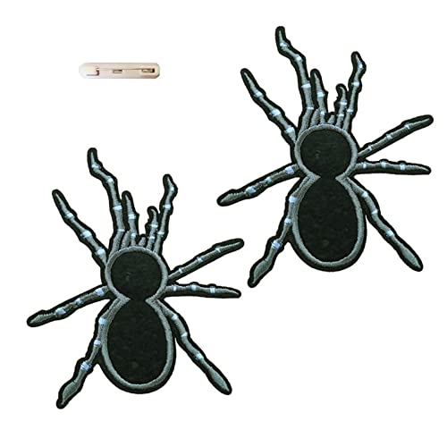 KLORIZ 2-Pack Black Spider Patch Arachnid Horror Funny Embroidered Iron On Sew On Patches Appliques