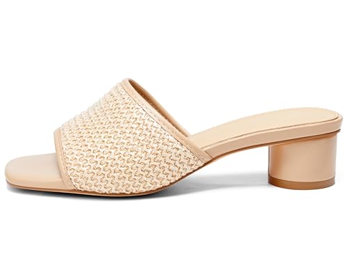 Image of Coutgo Women's Square Open Toe Chunky Heel Slide Sandals