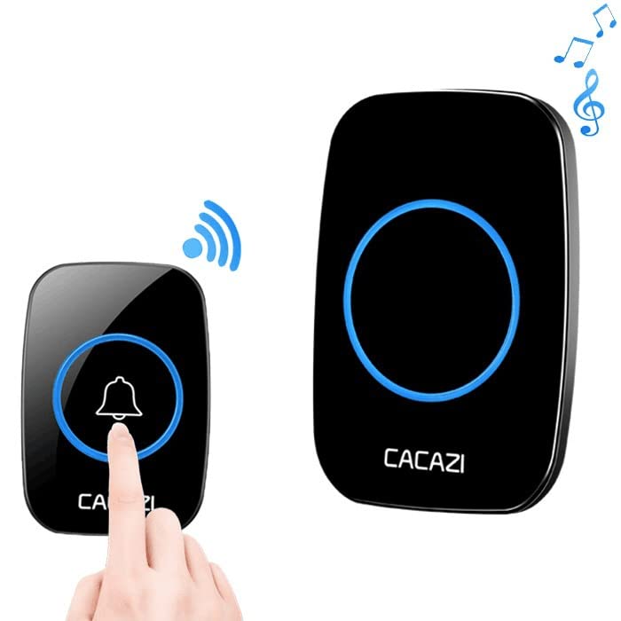 Image of Wireless Doorbells for Home, Waterproof Doorbell with 1 Transmitter and 1 Receiver, Adjustable Volume Range 300 m with 5 Volume Levels, 60 Ringtones for Office Hotel Casa
