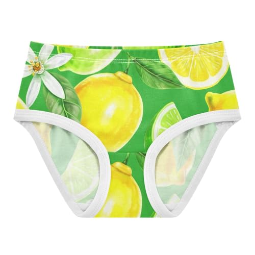 Sliced Yellow Lemons Limes Green Little Girl Panties Girls Underwear Toddlers Cotton Designer Kids Undies Briefs 2t