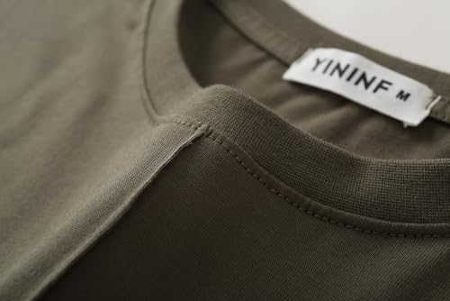 Image of YININF Men's T-Shirts Hipster Short Sleeve Solid Color Crew Neck Cotton Soft Fitted Tees