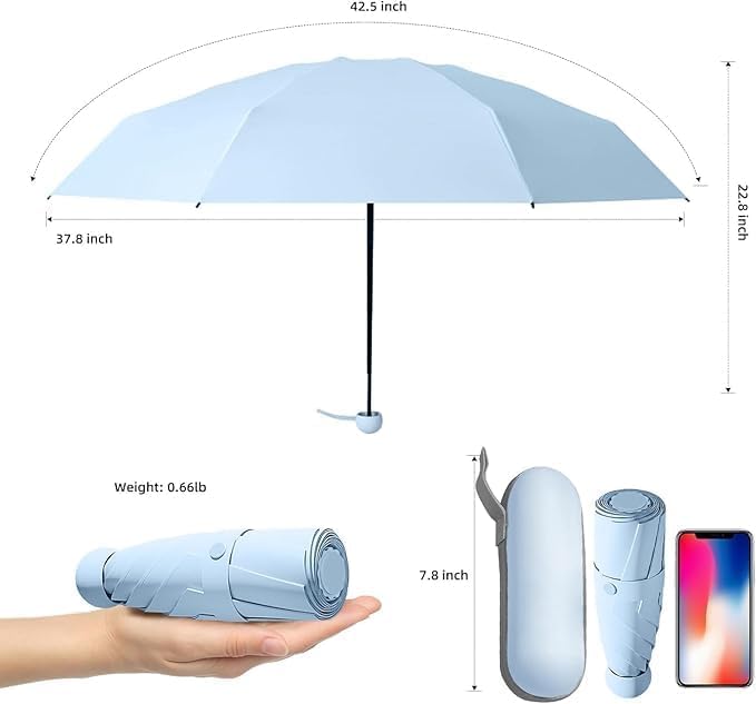 Image of MOROVIK Large 3 Fold UV Protection Umbrella for Men, Women & Kids - Windproof Compact Folding Sun with Strong Frame, Portable Travel Umbrella for Office