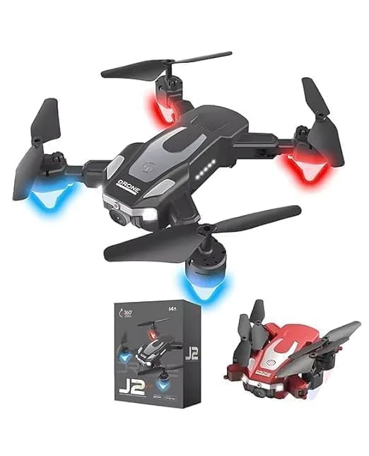 Image of J2 Drone with HD Dual Camera | Foldable Quadcopter with Altitude Hold | One-Key Takeoff & Landing | Multiple Flight Modes | Remote Control Drone for Kids & Beginners