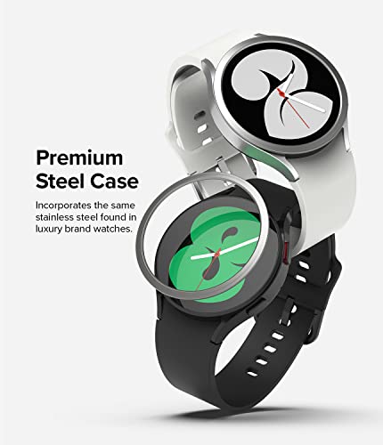 Image of Ringke Bezel Styling Compatible with Samsung Galaxy Watch 4 40mm / Galaxy Watch FE Accessory Adhesive Frame Ring Cover Anti Scratch [Stainless Steel] Protection - Silver [40-04]