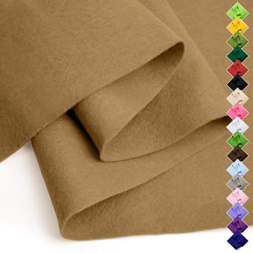 Image of Soft Felt Fabric Sheet 18 inch x 36 inch, 1.6mm Acrylic Craft Felt, Tan | Soft Thick Felt by The Yard, Large Precut Sheet, Nonwoven Fabric for Sewing DIY Crafts, Classroom & Home Decor