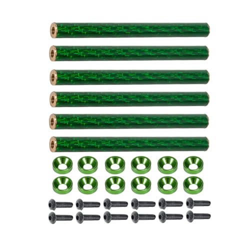 AMK 6Pcs 75mm Carbon Fiber Bumper Tube Link Rods 1/10 Crawler Body Support Bars for LCG Chassis DIY Cheater Rigs Axial SCX10 II Element Enduro TRX6 TRX4 Upgrades (Green)
