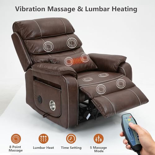 Sillón eléctrico reclinable piel marrón miniatura 4