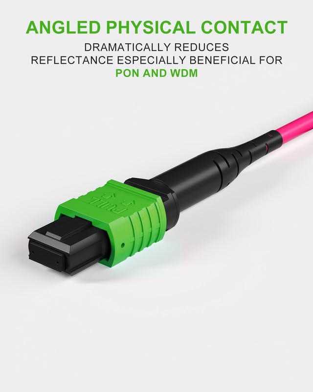 Image of 3M MPO to MPO Fiber Cable APC, OM4 Fiber Cable 40G /400G /800G, 16 Cores Female Type B Multimode LSZH, MTP Compatible for FTTx - 3M(9.8FT)