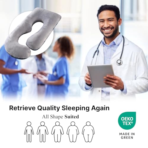 Image of ALLOPERA Pregnancy Pillow, Full Body Maternity Pillow 57 inch, with Removable Washable Cover - Sleep Support for Legs, Back, Neck, Shoulder, HIPS, Belly, Velvet Cover-Grey-Dark Blue