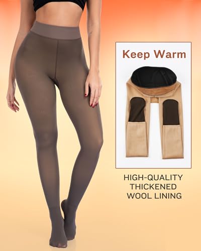 Image of ATHVOTAR Fleece Lined Winter Tights Women - Thermal Warm Opaque Pantyhose Thick Sheer Leggings