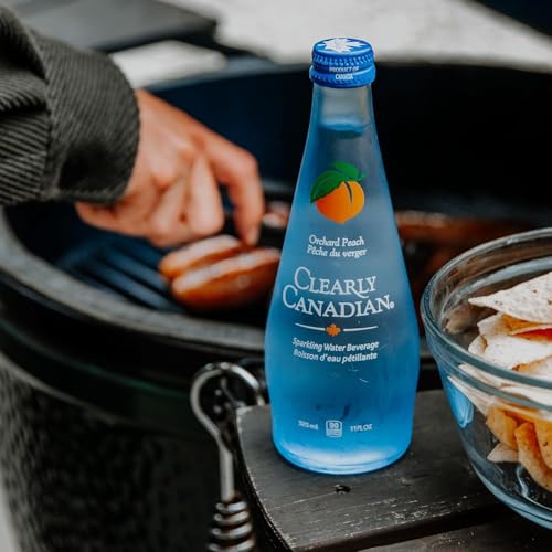 Image of Clearly Canadian Sparkling Flavored Water, 11 oz Glass Bottles - Variety of Refreshing Flavors, Premium Carbonated Beverage, Available in 12-Pack and 24-Pack Options (24 Pack, Sparkling /Peach)