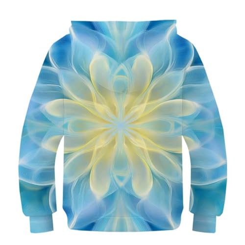 Sweat-shirt ado imprimé 3D pull fille garçon fleur à capuche 9-11Y - 3