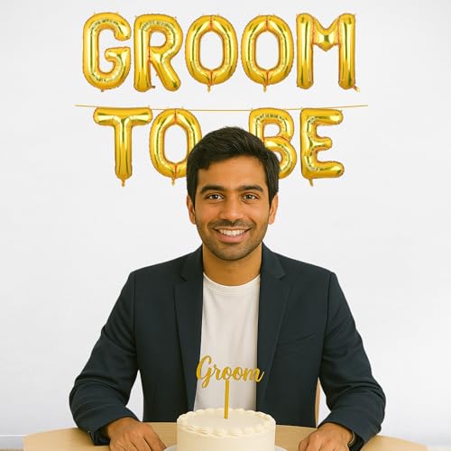Image of Groom To Be Banner Gold for Wedding Home Boys Foil Balloon Decoration Decor Celebration Golden