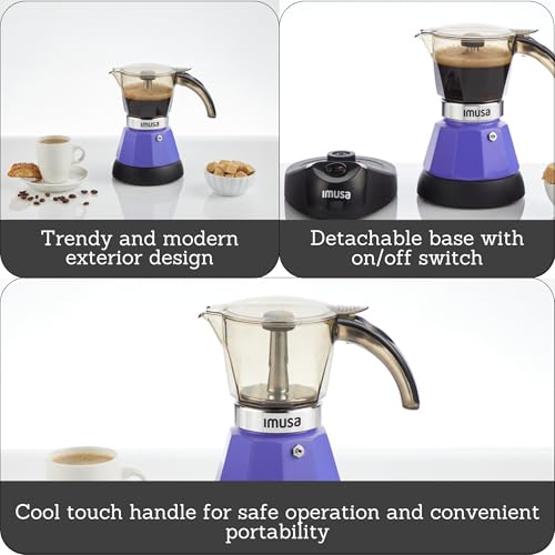 Image of IMUSA 3 or 2cup Electric Espresso Maker, Purple