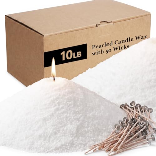 BISWYLBLJ Natural Pearled Candle Sand 10LBS White Sand Wax with Wicks Refillable DIY Candle Making Kit Unique Craft Gift for Mothers Day Birthdays Christmas Anniversaries&Home Decor