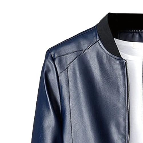 Blouson bomber bleu en similicuir pour homme DGKaxiyaHM veste légère ajustée 8XL - 3