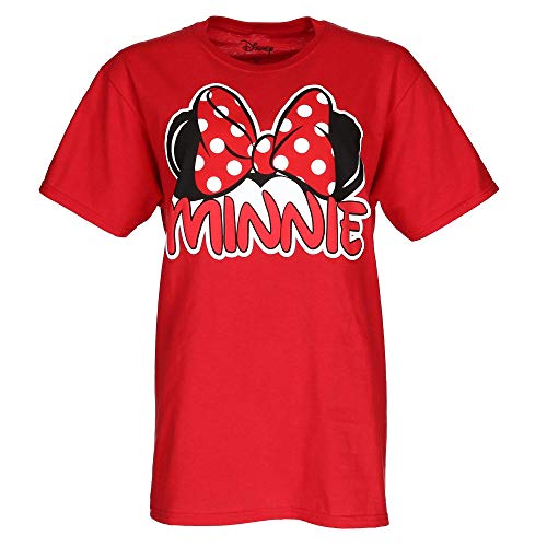 Disney Women's Minnie Mouse Polka Dot Bow Tee Shirt, Small, Red