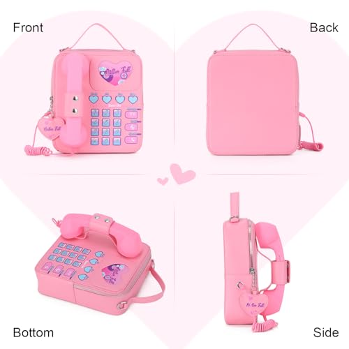 KUANG! Women Novelty Telephone Bag Chain Shoulder Handbag Leather Phone Shaped Purse Top Handle Crossbody Bag for Girls3