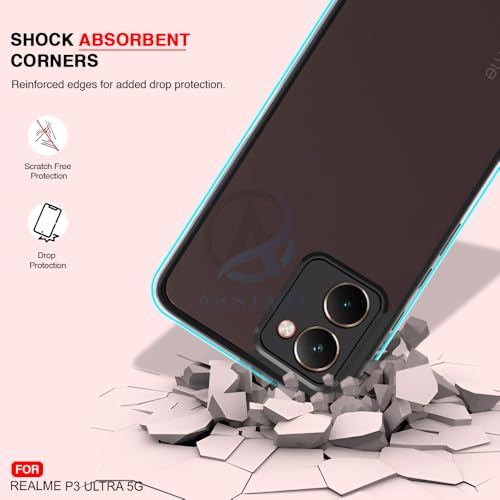 Image of AESTMO Realme P3 Ultra 5G Back Cover | 360 Protection | Matte Frosted Hard Back Translucent | Bumper Case for Realme P3 Ultra 5G (Smoke Black Matte PC+Black TPU Bumber)