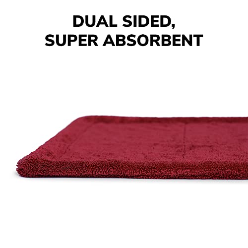 ShineXPro Microfiber Cloth for Car - Big Daddy 1500 GSM Large (60x40 CM) Twisted Loop Car Cleaning Cloth - Edgeless Design with Plush Pile and Lint Free Cloth for Drying and Detailing (Red)