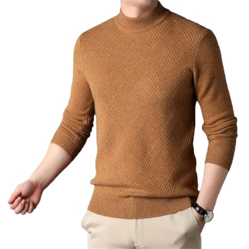 Dcvmvmn Men's Wool Half High Collar Warm Sweater Pullover Orange