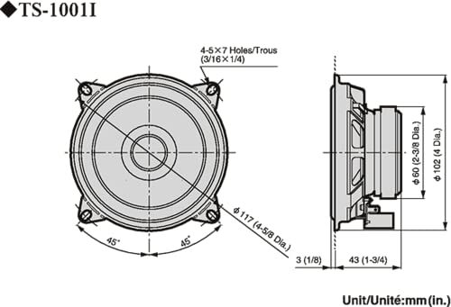 PIONEER TS-1001I 10 cm markenspez. Doppelmembranlautsprecher Set, 2 Lautsprecher (je 110W max., 20W Sinus), kraftvoller Klang, hoher Wirkungsgrad, 43 mm Einbautiefe, 102 mm Einbauausschn., mit Gitter