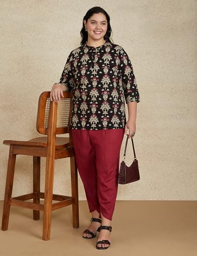 Image of Amazon Brand - Myx Women Printed Regular Cotton Short Kurti (Available in Plus Sizes)