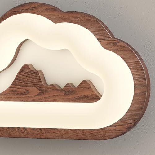 Lámpara de pared de madera para el lado de la cama con luz regulable y diseño de nube retro 5