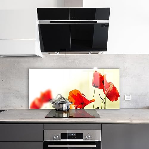 Panneau de cuisine Wallfluent grand format 125x50 cm avec coquelicots - 3