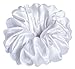 30 Colors Available, Handmade Stretch Satin Scrunchie 5.5 inches, Large Hair Accessory for Women, Soft Voluminous Ponytail Holder, Elegant Hair Tie, Stylish Holiday Gift (White)