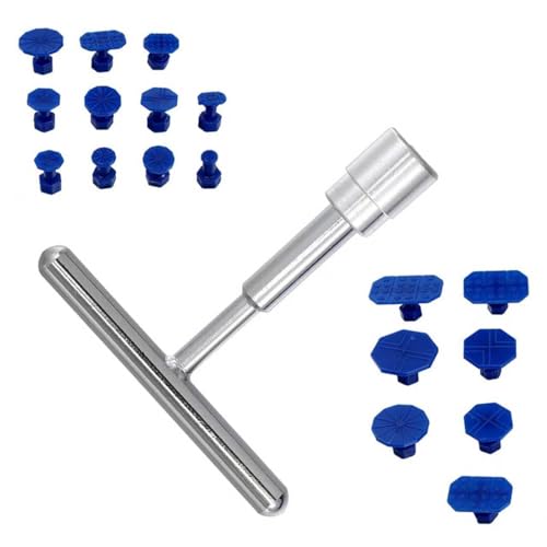 Zosgrew 19 PCS Car Dent Puller Kit, Universal Body Repair Dent Removal Tools with Metal T-shaped Handle, Automotive Body Damage Repair Auxiliary Tool, Universal for Most Cars (Multicolored)
