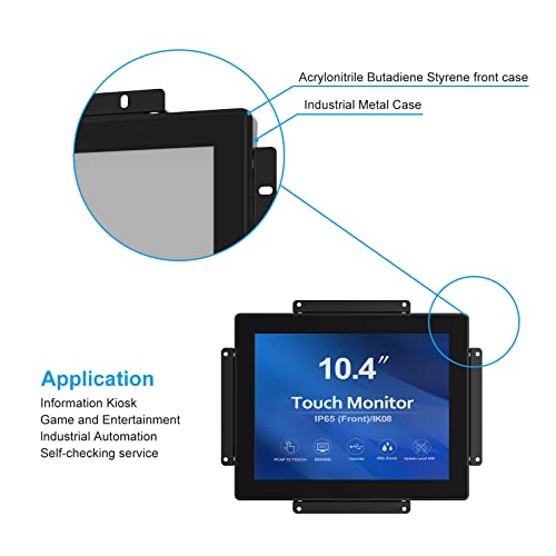 Image of GreenTouch 10.4 inch 10 Points Front Waterproof Industrial Open Frame PCAP Touch Screen LCD Display Monitor 800x600 Black