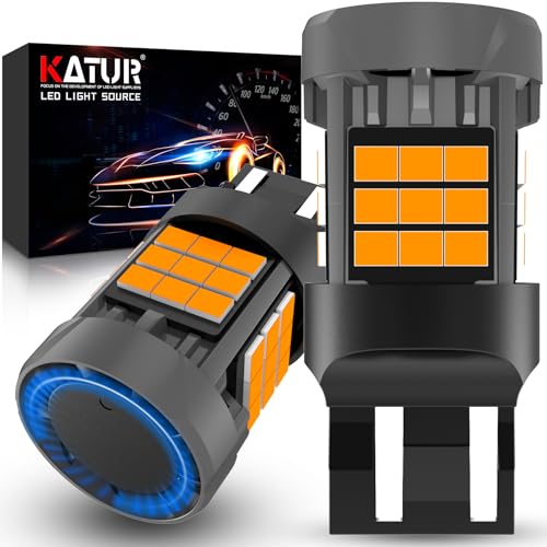 KATUR Bombilla 7443 T20 LED, Canbus 500% Brillo 3000LM Ámbar Amarillo con Ventilador W21/5W 992 7443A LED Luces Intermitentes, 2PCS