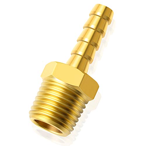 Image of Tailonz Pneumatic Brass Hose Barb Fitting -1 /4 Inch Barb to 3 /8 Inch Male NPT Adapter(10Pack)