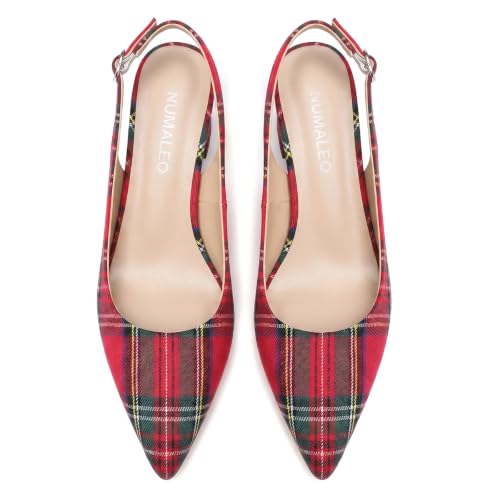 Image of NUMALEO Slingback Heels for Women Pointed Close Toe Kitten Heels Patent Pumps Dress Party Comfy Heeled Sandals Stiletto 2.5 Inch Dress Shoes