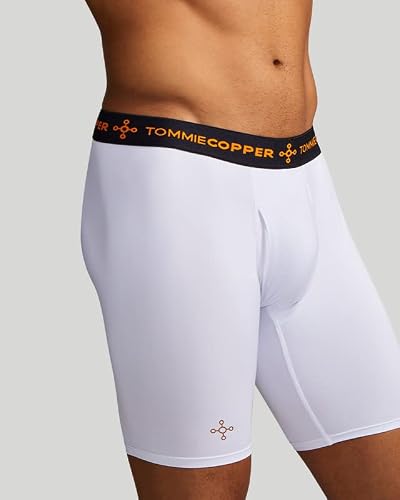 Tommie Copper Men’s Performance Compression Undershorts | Breathable Underwear with Fly I Sweat Wicking 4D Stretch Briefs for Everyday - White - Small