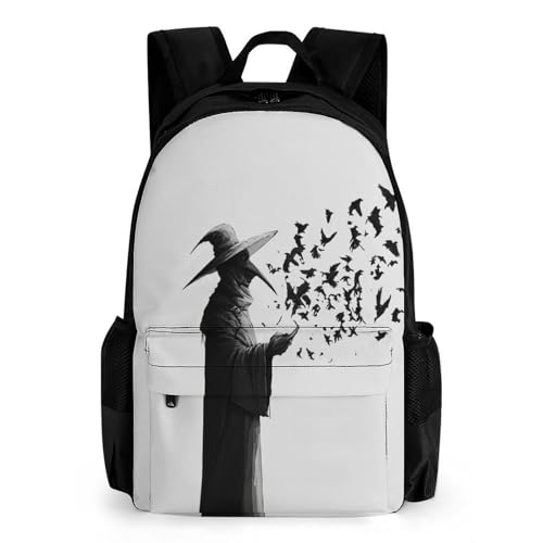 Womens Fashion Backpack, Black Crow Raven Bird Comfortable Versatile Commute Backpack with Side Pockets, Reusable Daypack for Travel