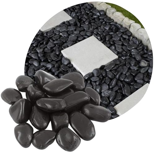 V-PREMIUM SOLUTION - Polierten Schwarzen Kieselsteine 2-4 cm - Dekorativ...