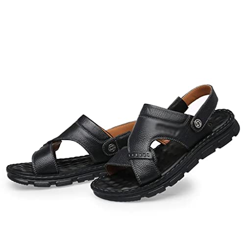 Leather Sandals Men's Soft Sole Slippers Purpose Sandals Men's Thick Sole Sandals(39)