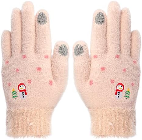 Women Winter Super Soft Knitted Gloves Mittens Thicken Warm Wool Windproof Cold-proof Gloves Knitted Fleece Lined Gloves Christmas Birthday Gifts