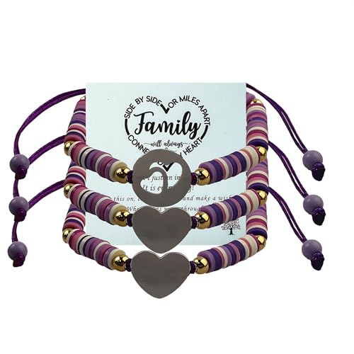 Image of KIDZVEFUN Mother Daughter Bracelets, 3Pcs Matching Hearted Bracelets for Mommy Daughter Son Friends Christmas Day Presents Touch Permanent Gift Mother's Day