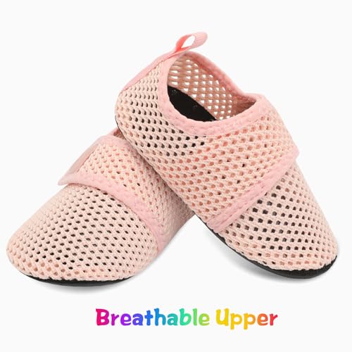 JIASUQI Babys Water Shoes for Girls and Boys Water Shoes for Outdoor Swimming River Mesh Pink 6-12 Months