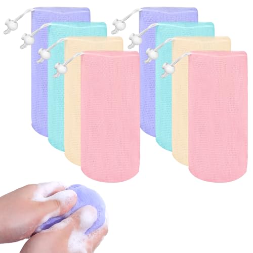 8 Pcs Mesh Soap Bags with Drawstring (Multicolor)