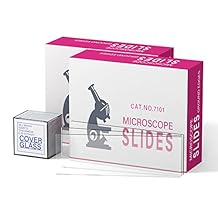 Rounded Edge Microscope Slides Kit, 100 Pcs Pre-Cleaned Blank Microscope Slides and 100 Pcs 22x22mm Square Coverslips Cover Glass for Monocular Binocular Trinocular Microscopes