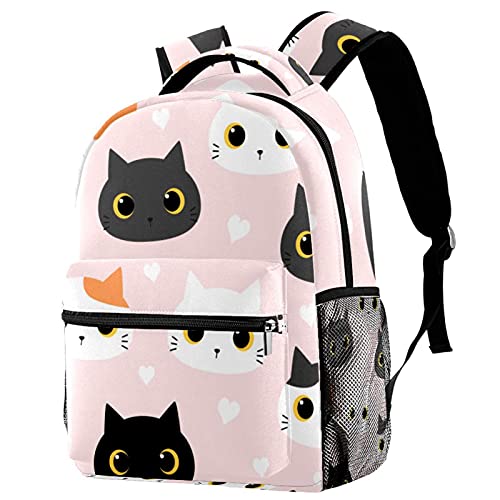 Sac à dos voyage campus chat mignon avec gourde pour sorties scolaires et weekend