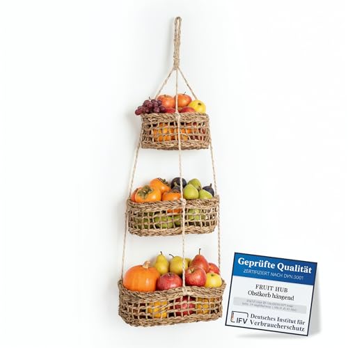 FRUIT HUB® Obstkorb, Hängekorb, Obstkorb Hängend, Hängekorb Küche,...