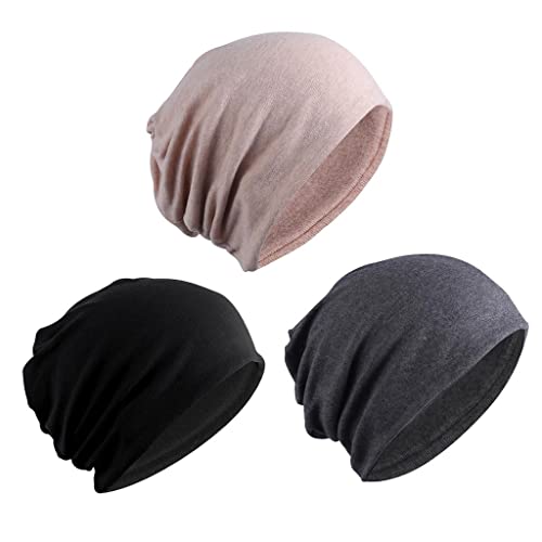 Baoblaze 3 Peças Femininas Masculino Gorro Desleixado Crânio Boné Casual Quimio Touca Turbante