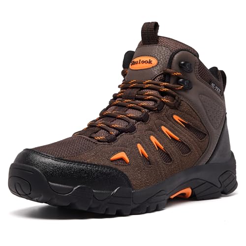 SHULOOK Men's Waterproof Hiking Boots Non-Slip Lightweight Mid Top Ankle Boot Breathable Hiker Trekking Shoes by SHULOOK - Used condition - US$49.71
