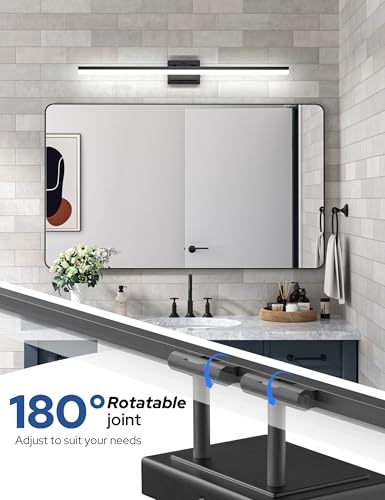 Image of VOLISUN Modern Bathroom Vanity Light 39.4 inch, 34W Dimmable 5CCT Led Bathroom Light Fixture Over Mirror, Black Bar Vanity Light for Bathrooms Mirror Cabinets Bedroom