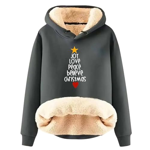 Sweat-shirt à capuche vert de Noël pour femmes en polaire chaude